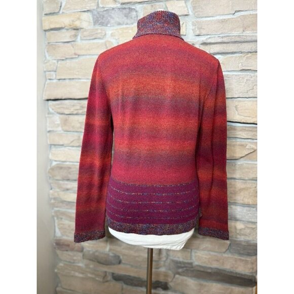 Clip-Art Paris Colorful Turtle Neck Sweater Orange Purlple Sz S/M Artsy - Picture 5 of 10